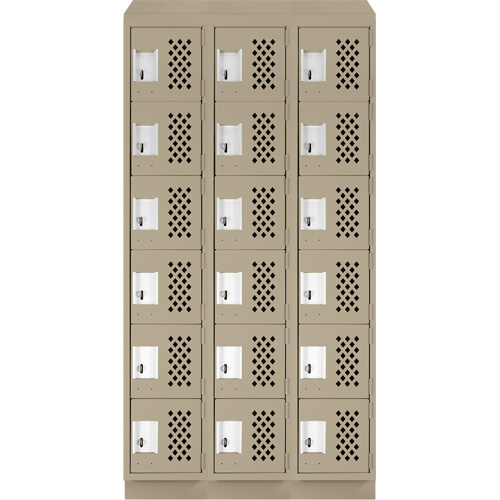 Clean-Line Perforated Lockerette, 6 -tier, Bank of 3, 12" x 72" x 12", Steel NTL Industrial