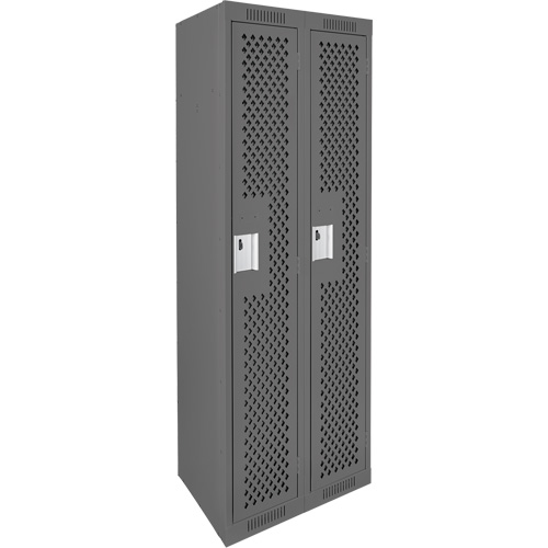Clean Line Lockers, Bank of 2, 24" x 12" x 72", Steel, Charcoal, Rivet (Assembled), Perforated NTL Industrial