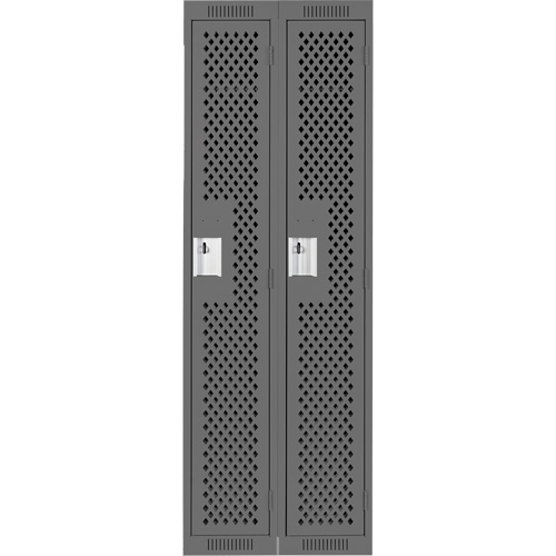 Clean Line Lockers, Bank of 2, 24" x 12" x 72", Steel, Charcoal, Rivet (Assembled), Perforated NTL Industrial
