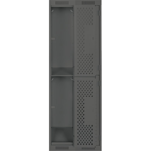 Clean Line Lockers, 2 -tier, Bank of 2, 24" x 12" x 72", Steel, Charcoal, Rivet (Assembled), Perforated NTL Industrial