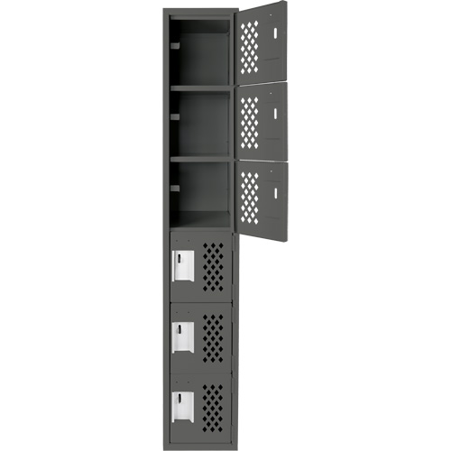 Assembled Lockerettes Clean Line Perforated Economy Lockers, 6 -tier, 18" x 72" x 12", Steel NTL Industrial