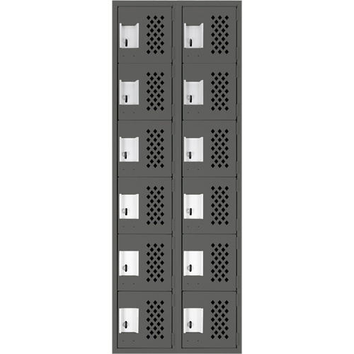 Assembled Lockerettes Clean Line Perforated Economy Lockers, 6 -tier, Bank of 2, 18" x 72" x 12", Steel NTL Industrial