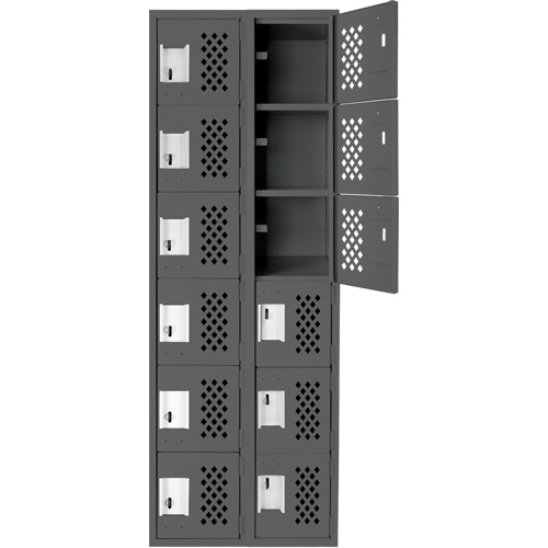 Assembled Lockerettes Clean Line Perforated Economy Lockers, 6 -tier, Bank of 2, 18" x 72" x 12", Steel NTL Industrial