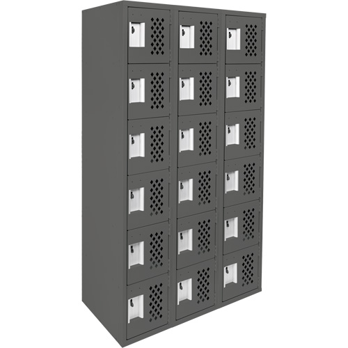 Clean-Line Perforated Lockerette, 6 -tier, Bank of 3, 12" x 72" x 12", Steel NTL Industrial
