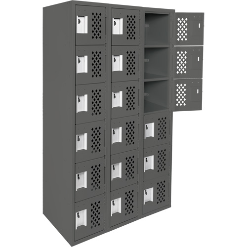 Clean-Line Perforated Lockerette, 6 -tier, Bank of 3, 12" x 72" x 12", Steel NTL Industrial
