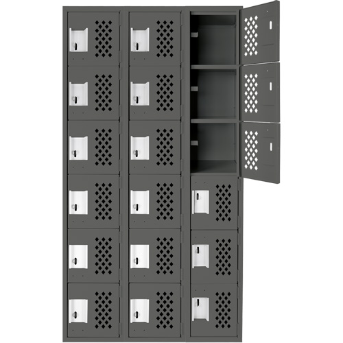 Clean-Line Perforated Lockerette, 6 -tier, Bank of 3, 12" x 72" x 12", Steel NTL Industrial