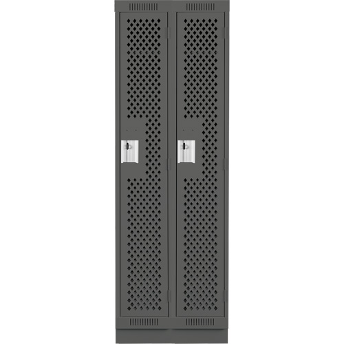 Clean Line Lockers, Bank of 2, 24" x 15" x 76", Steel, Charcoal, Rivet (Assembled), Perforated NTL Industrial