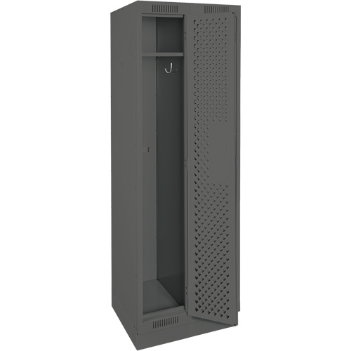 Clean Line Lockers, Bank of 2, 24" x 15" x 76", Steel, Charcoal, Rivet (Assembled), Perforated NTL Industrial
