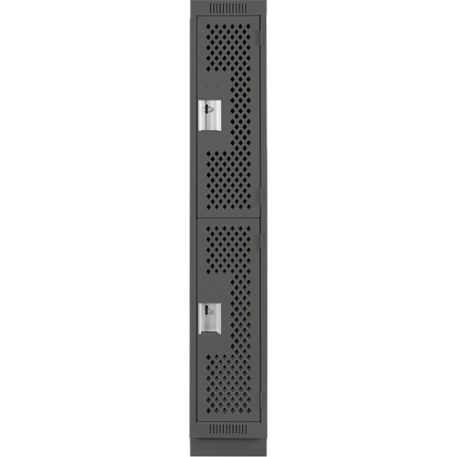 Clean Line Lockers, 2 -tier, 12" x 12" x 76", Steel, Charcoal, Rivet (Assembled), Perforated NTL Industrial