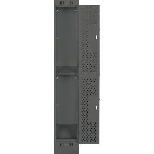 Clean Line Lockers, 2 -tier, 12" x 12" x 76", Steel, Charcoal, Rivet (Assembled), Perforated NTL Industrial