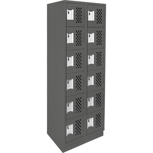 Assembled Lockerettes Clean Line Perforated Economy Lockers, 6 -tier, Bank of 2, 18" x 72" x 12", Steel NTL Industrial