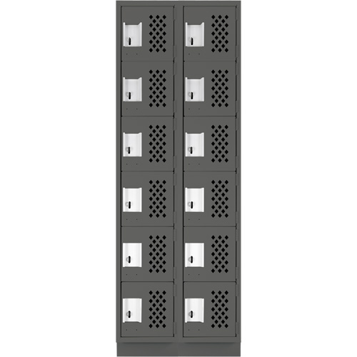 Assembled Lockerettes Clean Line Perforated Economy Lockers, 6 -tier, Bank of 2, 18" x 72" x 12", Steel NTL Industrial