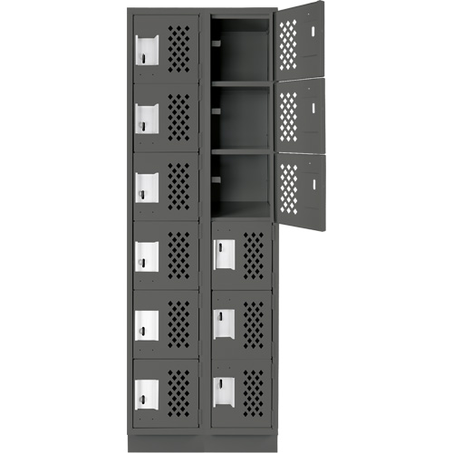 Assembled Lockerettes Clean Line Perforated Economy Lockers, 6 -tier, Bank of 2, 18" x 72" x 12", Steel NTL Industrial