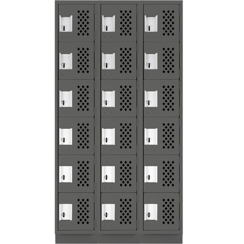 Assembled Lockerettes Clean Line Perforated Economy Lockers, 6 -tier, Bank of 3, 18" x 72" x 12", Steel NTL Industrial