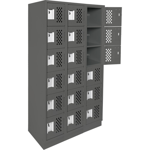 Assembled Lockerettes Clean Line Perforated Economy Lockers, 6 -tier, Bank of 3, 18" x 72" x 12", Steel NTL Industrial