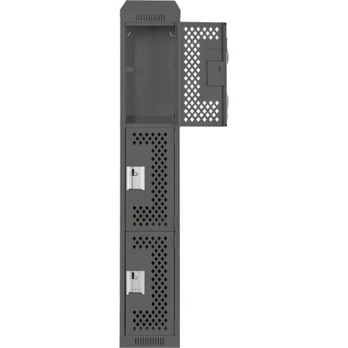 Clean Line Lockers, 3 -tier, 12" x 18" x 78", Steel, Charcoal, Rivet (Assembled), Perforated NTL Industrial