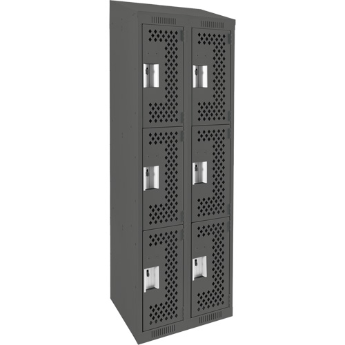 Casiers Clean Line, 3 niveaux, Bloc de 2, 24" x 18" x 78", Acier, Charbon, Rivet (assembl&eacute;), Perfor&eacute; NTL Industrial