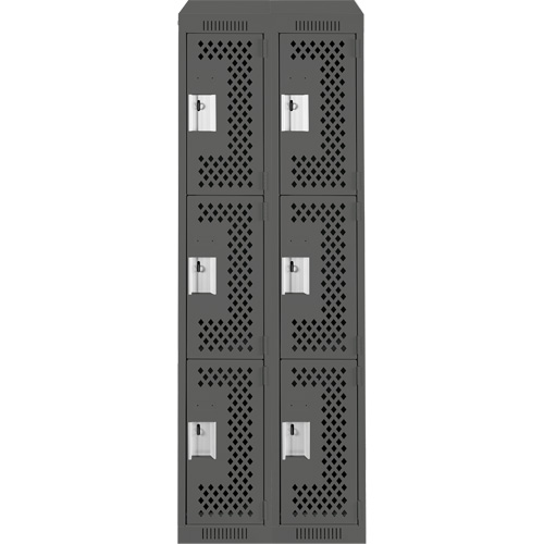 Casiers Clean Line, 3 niveaux, Bloc de 2, 24" x 18" x 78", Acier, Charbon, Rivet (assembl&eacute;), Perfor&eacute; NTL Industrial