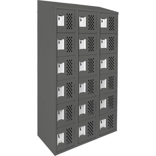 Clean-Line Perforated Lockerette, 6 -tier, Bank of 3, 15" x 72" x 12", Steel NTL Industrial