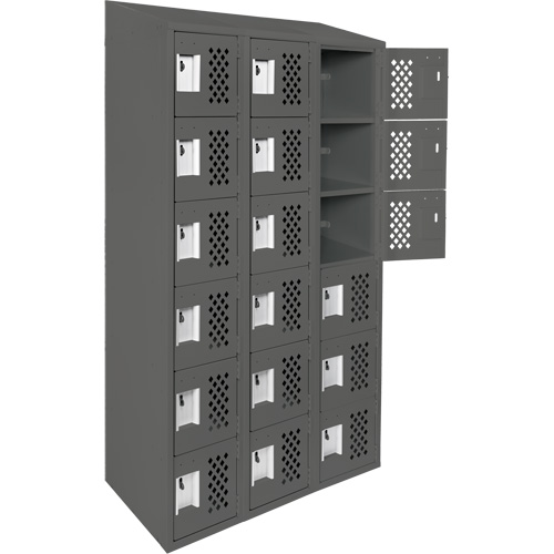 Clean-Line Perforated Lockerette, 6 -tier, Bank of 3, 15" x 72" x 12", Steel NTL Industrial