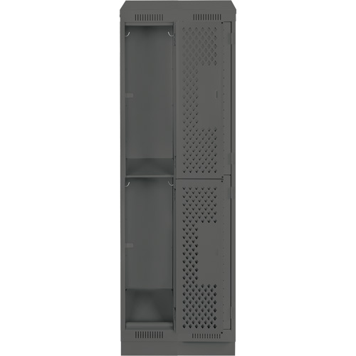 Casiers Clean Line, 2 niveaux, Bloc de 2, 24" x 18" x 82", Acier, Charbon, Rivet (assembl&eacute;), Perfor&eacute; NTL Industrial