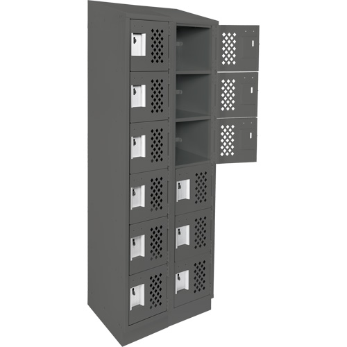Clean-Line Perforated Lockerette, 6 -tier, Bank of 2, 12" x 72" x 12", Steel NTL Industrial