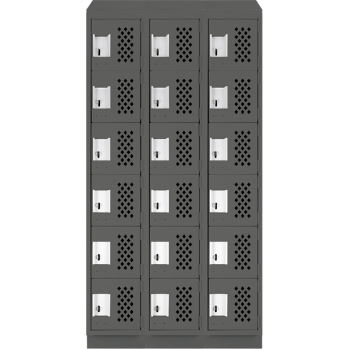 Clean-Line Perforated Lockerette, 6 -tier, Bank of 3, 12" x 72" x 12", Steel NTL Industrial