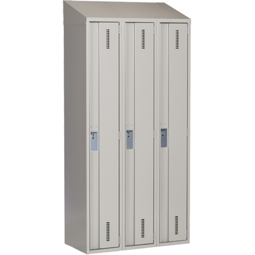 Concorde Heavy-Duty Lockers, Bank of 3, 36" x 18" x 78", Steel, Grey, Welded (Assembled) NTL Industrial