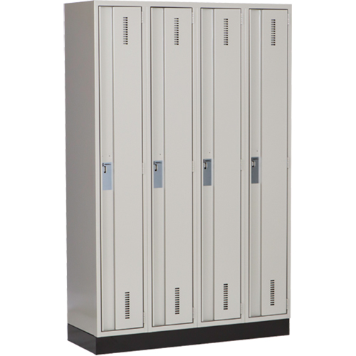 Concorde Heavy-Duty Lockers, Bank of 4, 48" x 18" x 76", Steel, Grey, Welded (Assembled) NTL Industrial