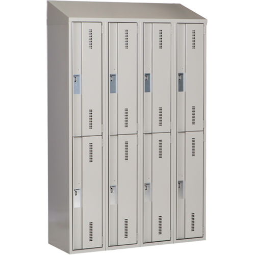 Concorde Heavy-Duty Lockers, 2 -tier, Bank of 4, 48" x 18" x 78", Steel, Grey, Welded (Assembled) NTL Industrial