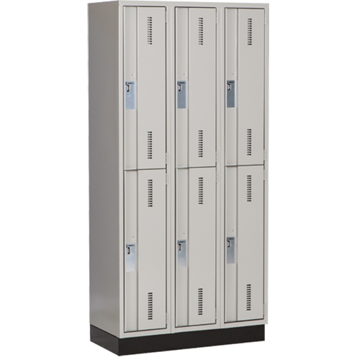 Concorde Heavy-Duty Lockers, 2 -tier, Bank of 3, 36" x 18" x 76", Steel, Grey, Welded (Assembled) NTL Industrial