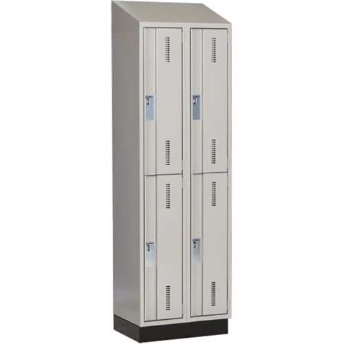 Concorde Heavy-Duty Lockers, 2 -tier, Bank of 2, 24" x 18" x 82", Steel, Grey, Welded (Assembled) NTL Industrial