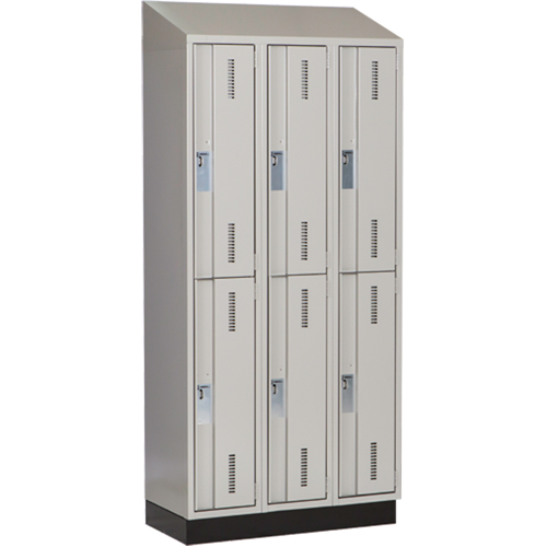 Concorde Heavy-Duty Lockers, 2 -tier, Bank of 3, 36" x 18" x 82", Steel, Grey, Welded (Assembled) NTL Industrial