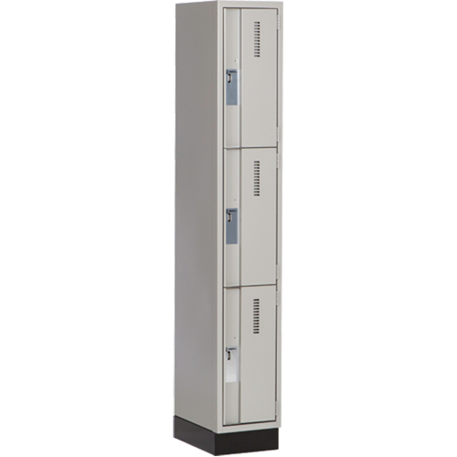 Concorde Heavy-Duty Lockers, 3 -tier, 12" x 18" x 76", Steel, Grey, Welded (Assembled) NTL Industrial