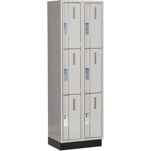 Concorde Heavy-Duty Lockers, 3 -tier, Bank of 2, 24" x 18" x 76", Steel, Grey, Welded (Assembled) NTL Industrial