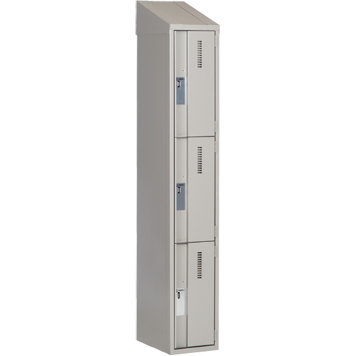 Concorde Heavy-Duty Lockers, 3 -tier, 12" x 18" x 78", Steel, Grey, Welded (Assembled) NTL Industrial