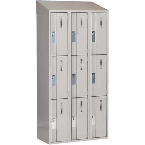 Concorde Heavy-Duty Lockers, 3 -tier, Bank of 3, 36" x 18" x 78", Steel, Grey, Welded (Assembled) NTL Industrial