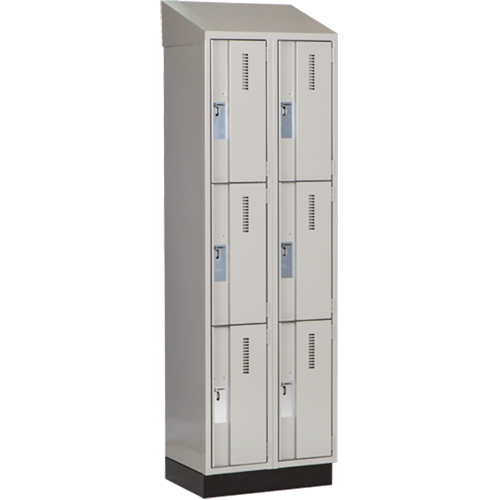 Concorde Heavy-Duty Lockers, 3 -tier, Bank of 2, 24" x 18" x 82", Steel, Grey, Welded (Assembled) NTL Industrial