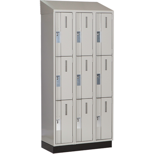 Concorde Heavy-Duty Lockers, 3 -tier, Bank of 3, 36" x 18" x 82", Steel, Grey, Welded (Assembled) NTL Industrial