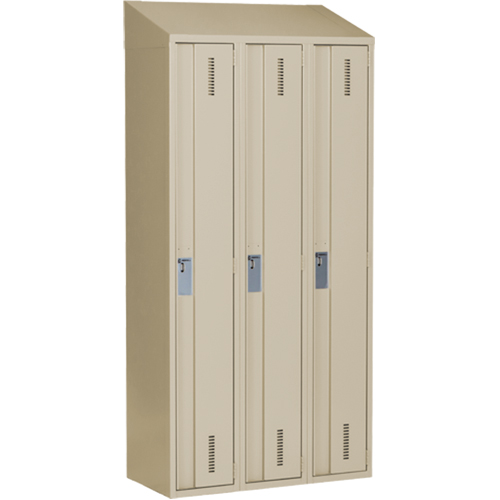 Concorde Heavy-Duty Lockers, Bank of 3, 36" x 18" x 78", Steel, Beige, Welded (Assembled) NTL Industrial