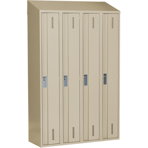 Concorde Heavy-Duty Lockers, Bank of 4, 48" x 18" x 78", Steel, Beige, Welded (Assembled) NTL Industrial