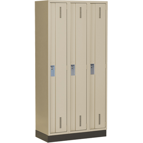 Concorde Heavy-Duty Lockers, Bank of 3, 36" x 18" x 76", Steel, Beige, Welded (Assembled) NTL Industrial