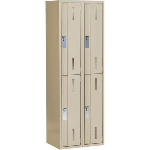 Concorde Heavy-Duty Lockers, 2 -tier, Bank of 2, 24" x 18" x 72", Steel, Beige, Welded (Assembled) NTL Industrial