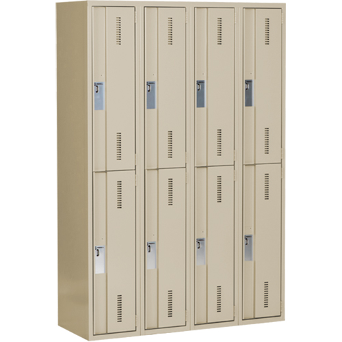 Concorde Heavy-Duty Lockers, 2 -tier, Bank of 4, 48" x 18" x 72", Steel, Beige, Welded (Assembled) NTL Industrial