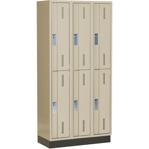 Concorde Heavy-Duty Lockers, 2 -tier, Bank of 3, 36" x 18" x 76", Steel, Beige, Welded (Assembled) NTL Industrial