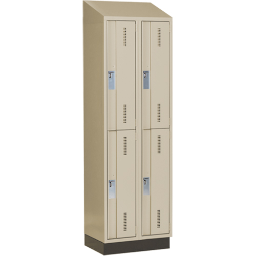 Concorde Heavy-Duty Lockers, 2 -tier, Bank of 2, 24" x 18" x 82", Steel, Beige, Welded (Assembled) NTL Industrial