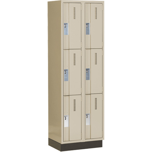 Concorde Heavy-Duty Lockers, 3 -tier, Bank of 2, 24" x 18" x 76", Steel, Beige, Welded (Assembled) NTL Industrial