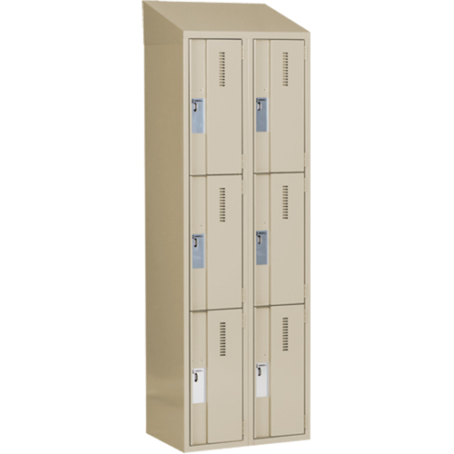 Concorde Heavy-Duty Lockers, 3 -tier, Bank of 2, 24" x 18" x 78", Steel, Beige, Welded (Assembled) NTL Industrial
