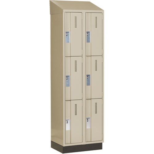 Concorde Heavy-Duty Lockers, 3 -tier, Bank of 2, 24" x 18" x 82", Steel, Beige, Welded (Assembled) NTL Industrial
