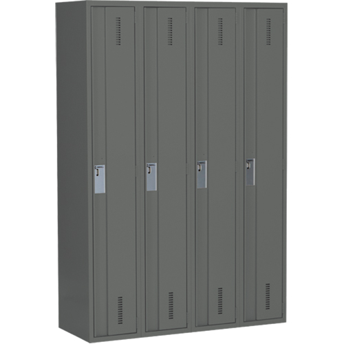 Concorde Heavy-Duty Lockers, Bank of 4, 48" x 18" x 72", Steel, Charcoal, Welded (Assembled) NTL Industrial